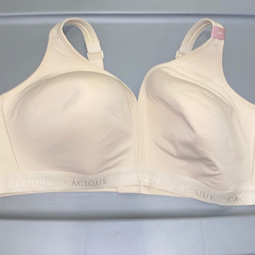 48DD beige lightly lined cotton no wire bra Lane Bryant full coverage bra